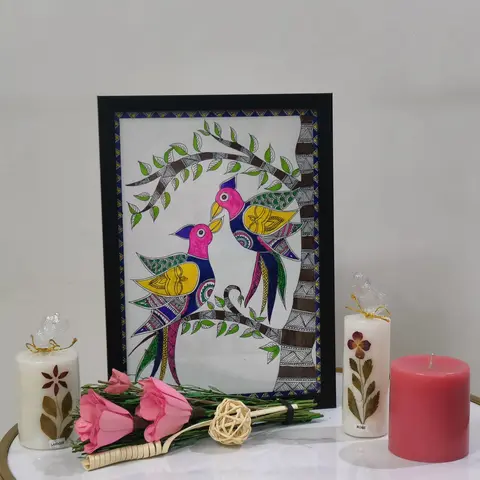 Handmade Madhubani Birds painting