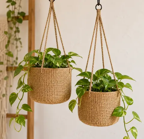 Hanging Jute Planters (Set of 2)