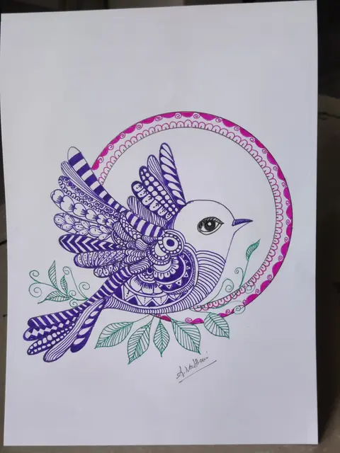 Handmade Mandala Bird Art (Sparrow)