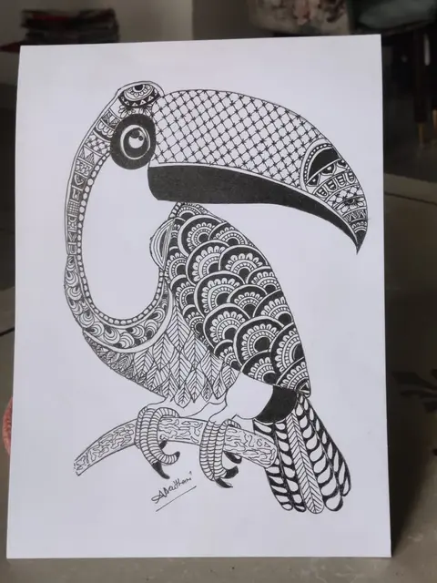 Handmade Mandala Bird Art (Toucan)