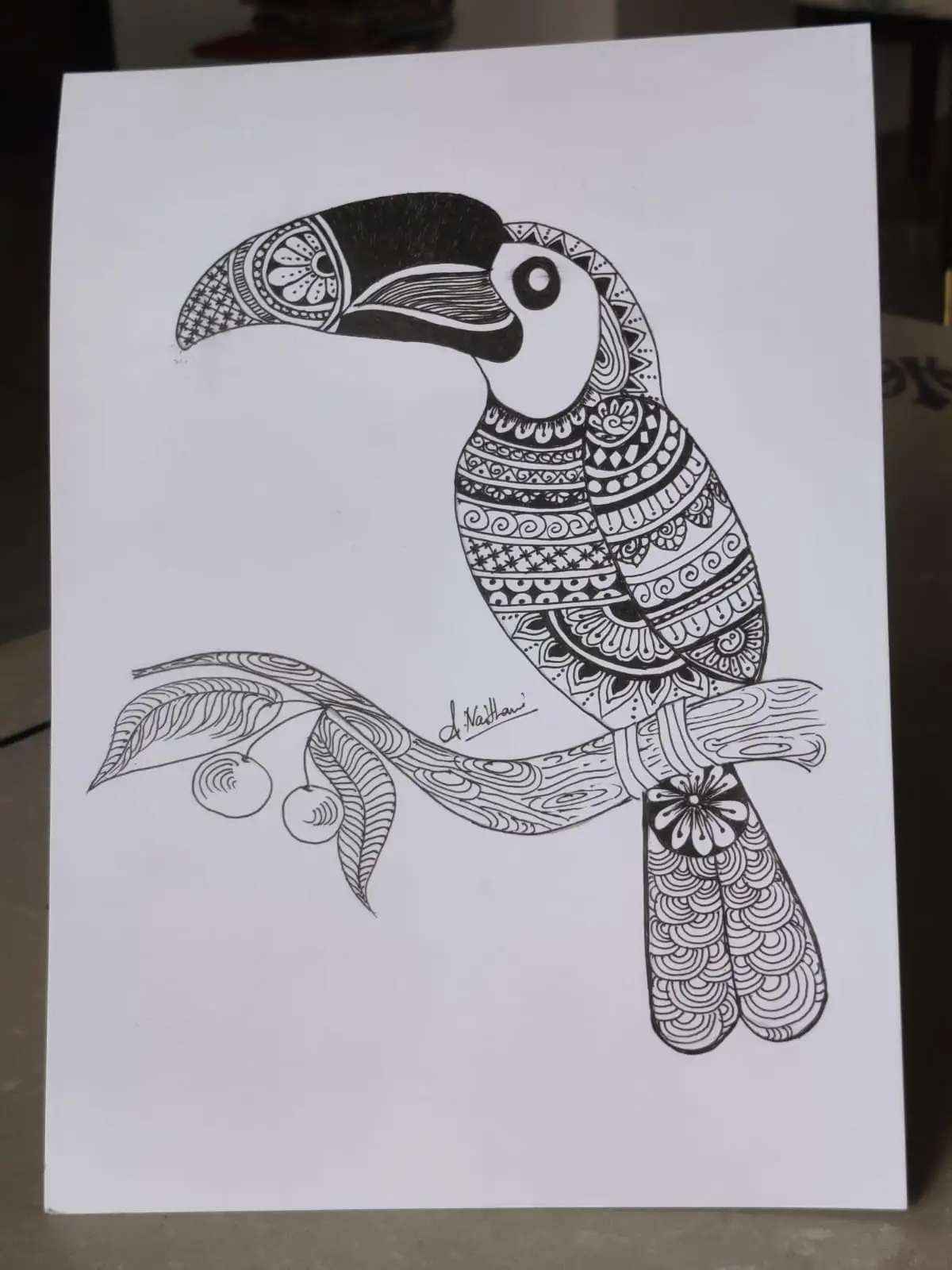 Handmade Mandala Bird Art (Toucan)