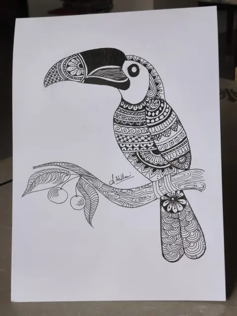 Handmade Mandala Bird Art (Toucan)