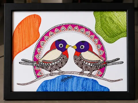 Handmade Mandala Bird Art (Sparrow)