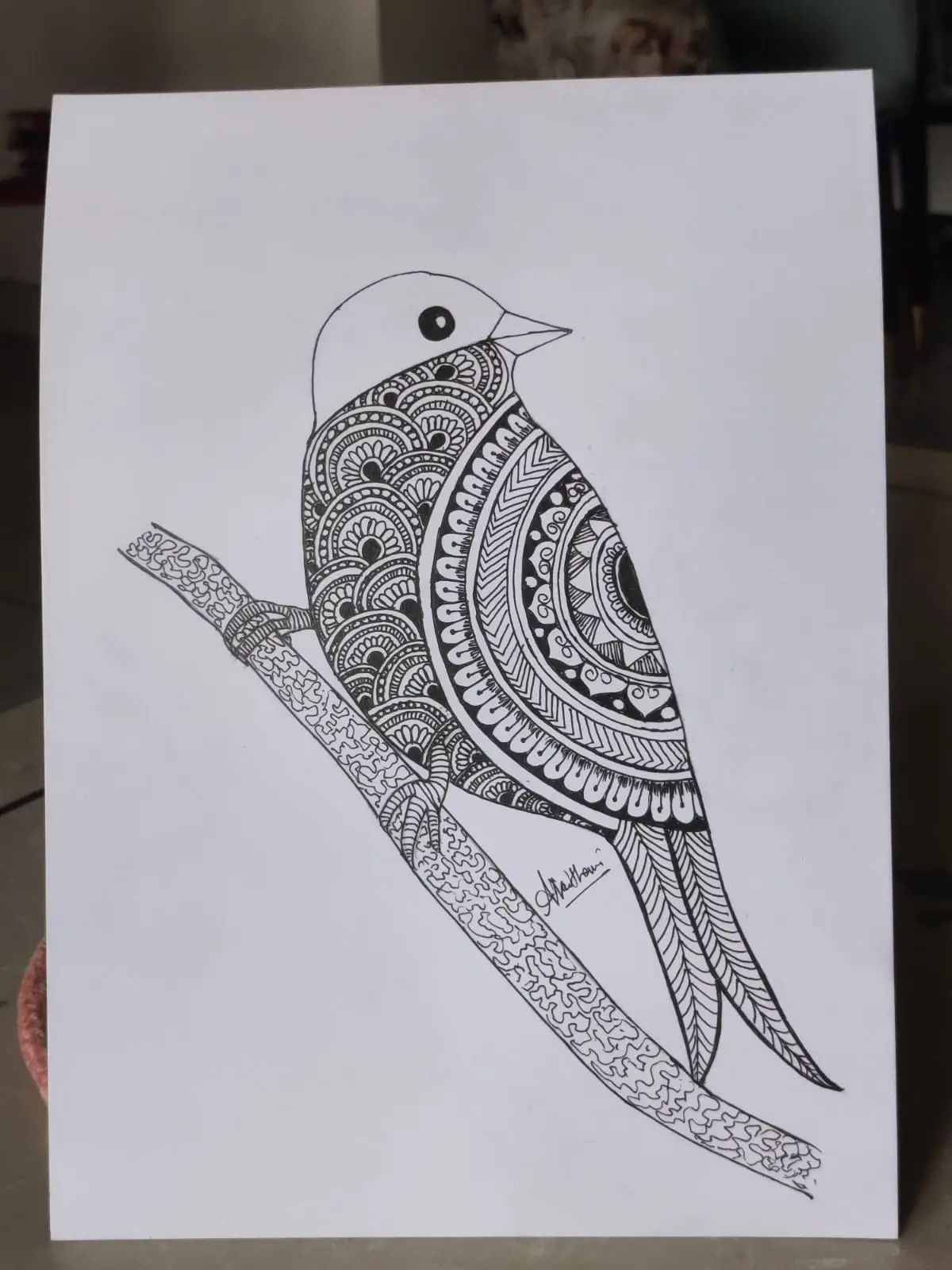 Handmade Mandala Bird Art