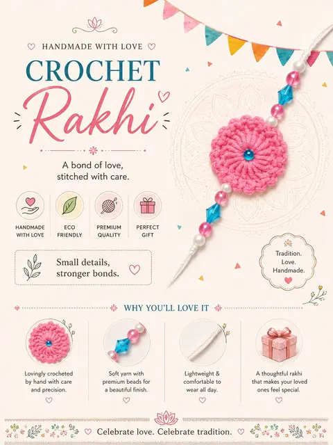 Crochet Rakhi (Peach)
