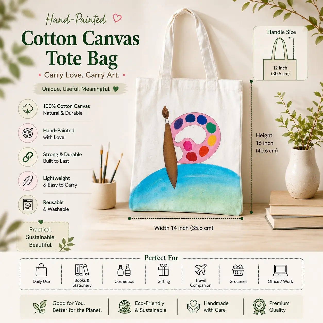 Hand painted tote Bag (colour Pallate)