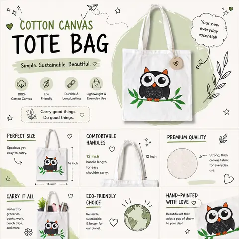 Hand painted Tote Bag (Owl)