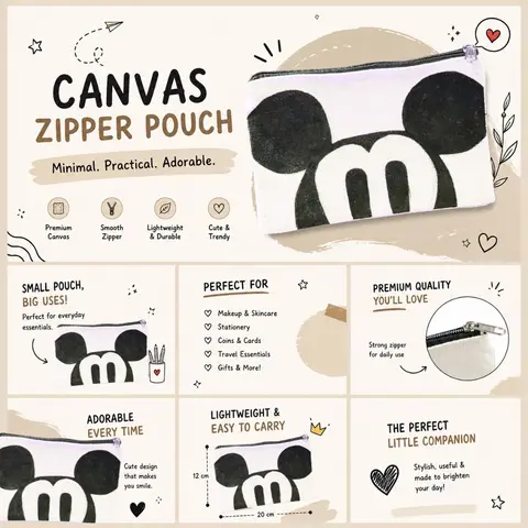 Zipper Pouch Hand Painted (Mickey M)