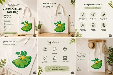 Tote Bag Hand Painted (Lime)