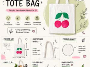 Hand Painted Tote Bag (Cherry)