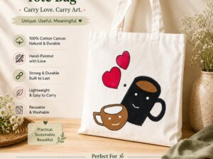 Hand painted Tote Bag (Coffee love)