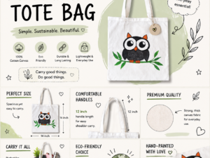 Hand painted Tote Bag (Owl)