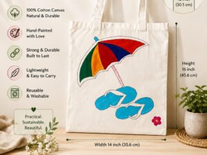 Tote Bag Hand Painted (Beach love)