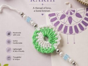 Crochet Rakhi (White and Green)
