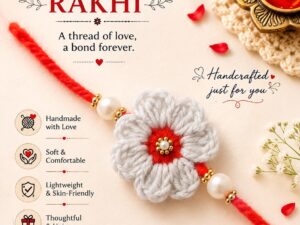 Crochet Rakhi (White and Organe)