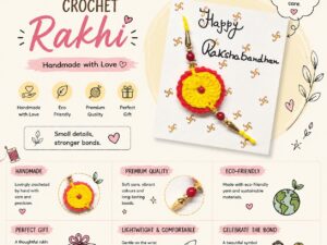 Crochet Rakhi (Red and Yellow)