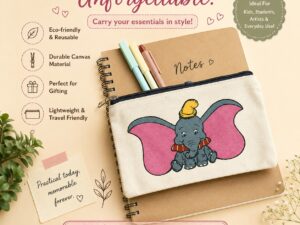 Zipper Pouch Hand Painted (Baby Elephant)