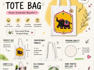 Hand Painted Tote Bag (Ethnic Elephant)