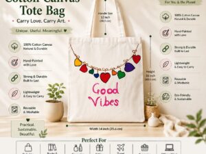 Hand Painted Tote Bag (Good Vibes)