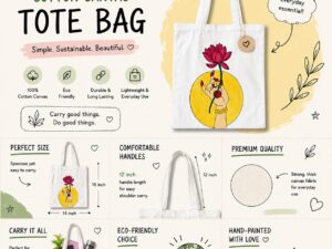 Hand Painted Tote Bag (Lotus in hand motif)
