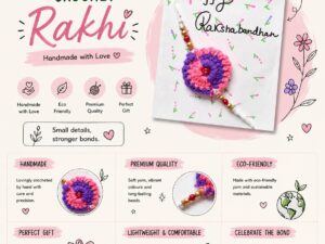Crochet Rakhi (Pink and Purple)